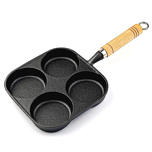 Green Globe Non-Stick Frying Pan with 4 Hole Pancake Cast Iron Fried Egg Burger Omelette Pan