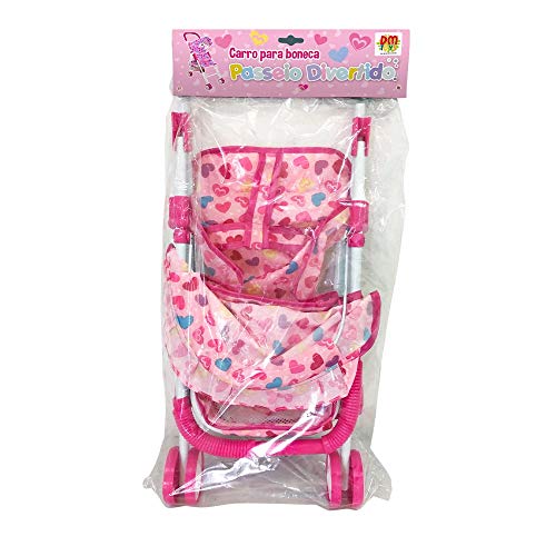 Carrinho para Boneca Passeio Divertido com Cobertura DM Toys