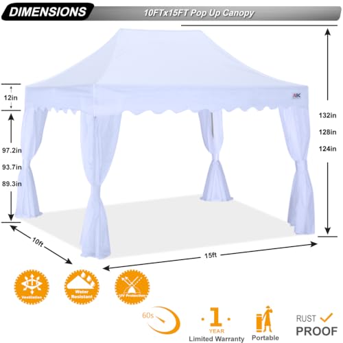 Image of ABCCANOPY Patio Pop Up Canopy Tent with Curtain 10x15 Event-Series (White)