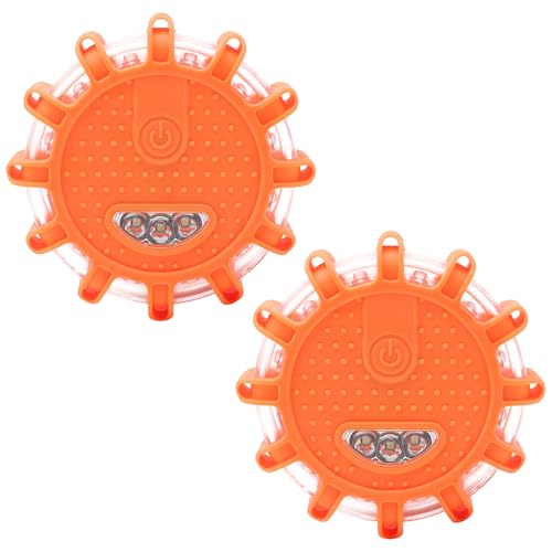 CJBIN Warnleuchte, 2 Stück Warnblinkleuchte, Wasserdichte Warnblitzer mit Magnet, Haken und 9 Blinkend Leuchtmodi für Kfz, Lkw, Traktor, Boot, Camping