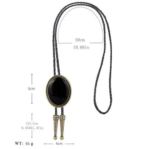 Image of GelConnie Bolo Tie for Men Women Western Cowboy Turquoise Leather Necktie | Natural Stone Bolo Tie Necklace for Women Rodeo Cowboy Leather Necktie Native American Western Cowgirl Ties Adjustable Cord