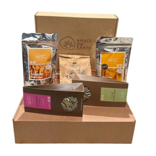 Hands on Earth Caja de Regalo Gourmet con Tisanas Biológicas, Chocolate Artesanal y Frutas Deshidratadas, 800g