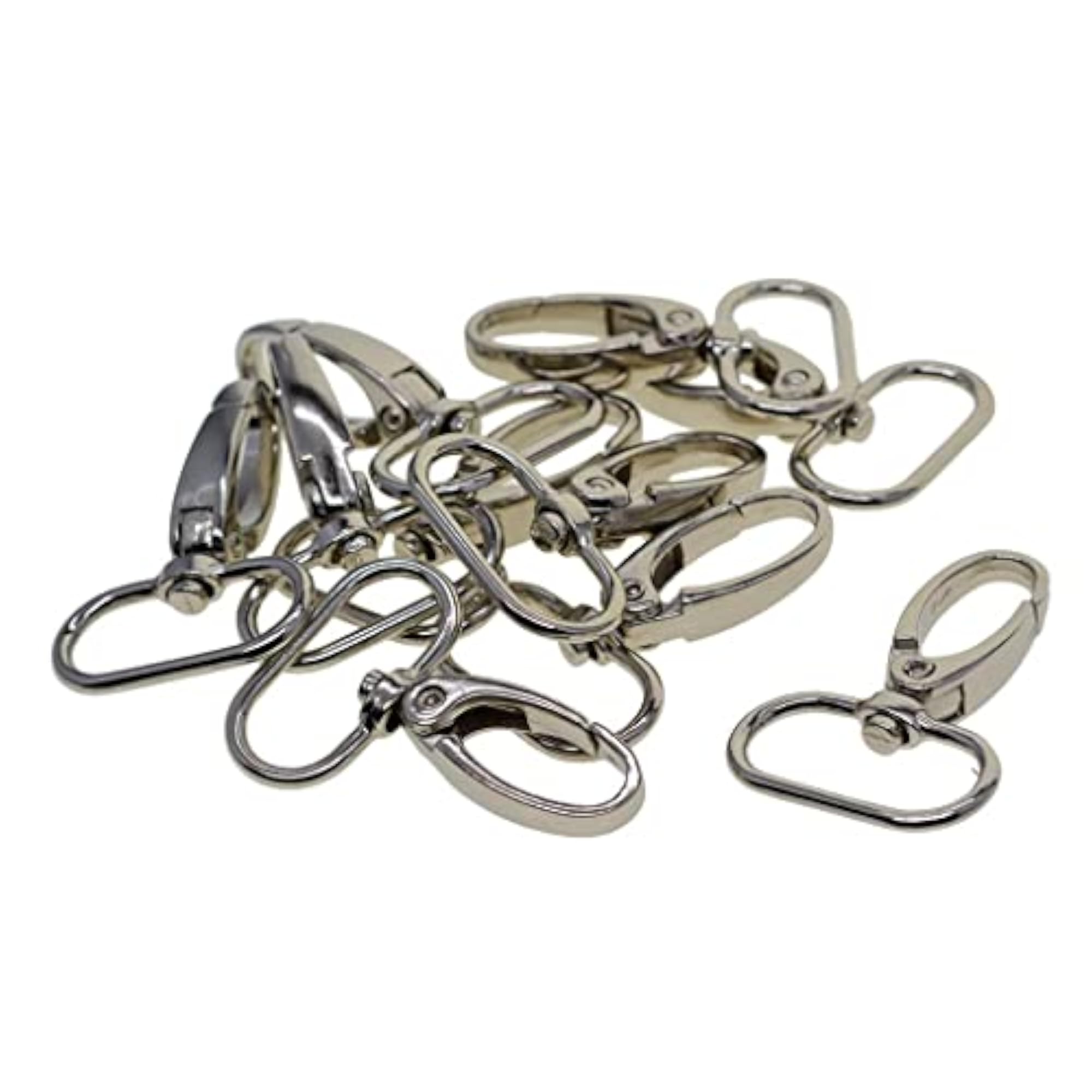 6x10 Pieces Silver Swivel Lanyard Snap Hook with Key Rings