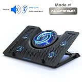 EMPIRE GAMING - Turboost aluminium - wentylator chłodzący do laptopa dla graczy – podkładka chłodząca kompatybilna z 12 do 17 cali – 5 cichych wentylatorów – 5 ergonomicznych regulowanych wysokość, niebieski LED USB