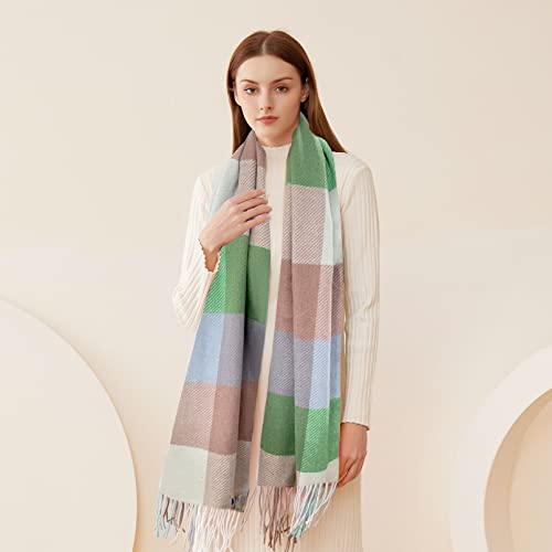 Rainflowwer Fashion Thick Winter Scarf Blanket Scarves Super Soft Green Scarf With Tassel Lightweight Warm Large Wrap Shawl For Women #TOP2