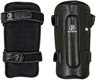 Playwell Krav Maga Deluxe - Espinilleras de piel, color negro
