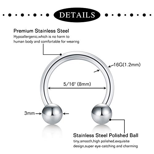 Mayhoop SCH-W-08-GX 16G Cartilage Earring Stud Hoop Tragus Stud Forward Helix Earrings Rook Daith Conch Stainless Steel Piercing Jewelry thumb #6