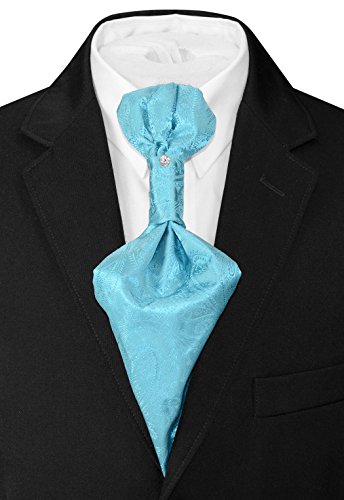 Image of Vesuvio Napoli PreTied ASCOT Solid PAISLEY Color Cravat Men's Neck Tie 21 Colors