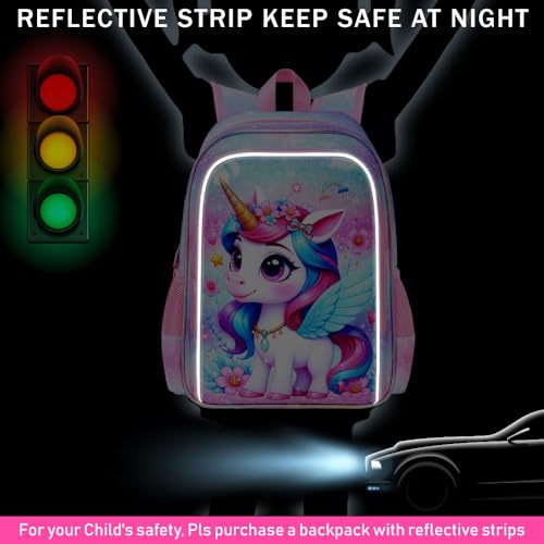 Image of CCJPX 3Pcs Unicorn Backpack for Girls, 16 inch Kids Bookbag with Lunch Box, Cute Water Resistant Schoolbag for Preschool Kindergarten Toddler(Purple)