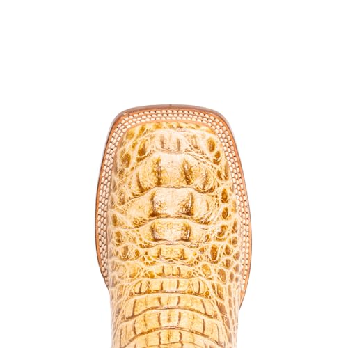 Men's Cowboy Boots Caiman Hornback Print Orix/Brown Top EXTRA WIDE SQUARE TOE4