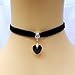 Black Velvet Choker Necklace Gothic Handmade Heart Crystal Pendant Retro Burlesque 90s by Chonlyshop