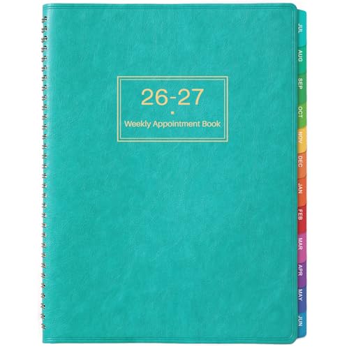 Weekly Appointment Book & Planner 2026-2027 - Large 2026-2027 Daily Hourly Planner, Jul. 2026 - Jun. 2027, 8.5" x 11", Appointment Book with 15-Minute Interval, Thick Paper, Pocket, Turquoise