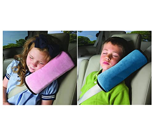 2 pcs Auto Pillow Car Safety Belt Protect, Shoulder Pad, Adjust Vehicle Seat Belt Cushion for Kids （Blue/Pink）