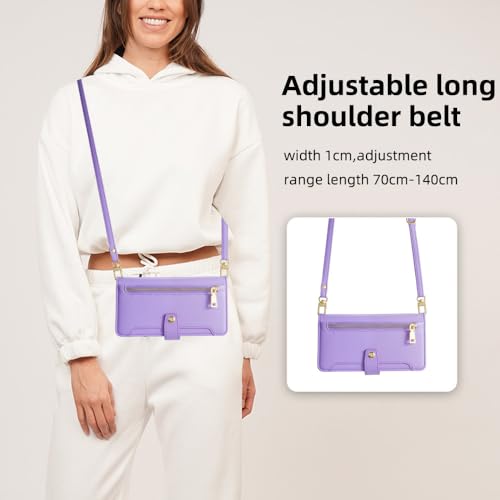 Housse à rabat avec sangle fine violette LVTFCO aux finitions soignées pour iPhone XS Max