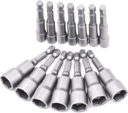 14 Pièces Douille Visseuse Approfondir, 6-19mm Adaptateur Hexagonal, Douille Visseuse 6-19mm ,Hexagonal Pour Tournevis à Écrou de pour Perceuse à Main, Douille Visseuse a choc, Clé à Douille Cover
