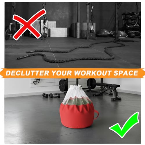J Bryant Extra Large Battle Rope Storage Bag – Heavy-Duty Carry Sack for Training Ropes, Jump Ropes & Gym Accessories (Red)
