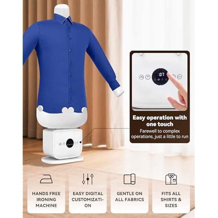 Clothes Iron, Upgraded Touched Automatic Ironing Machine 3.0 for Home, 360 Hands Free Automatic Garment Ironing Machine, 8 Minutes Quick Ironed Dry, Size to XXL, Gentle Wrinkle Remover