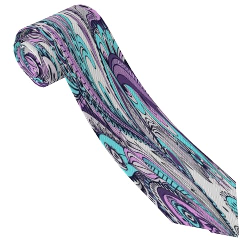 Blue Teal Purple Paisley Men'S Classic Silk Smooth Tie, Suitable For Pairing With Formal Occasions3