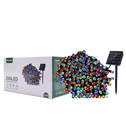 SOLMIRA Luces Solares LED de Exterior, 200 LEDs de Colores, 22M, 8 Modos, Certificado CE y RoHS