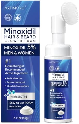Artimore 5% Minoxidil Foam 1PCS, 5% Minoxidil for Men Foam, Minoxidil for Women Hair Growth, Minoxidil Foam for Women, Minoxidil Foam for Men Hair., Blue