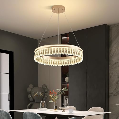 Lustre suspension LED 50W moderne noir et or avec télécommande - 2