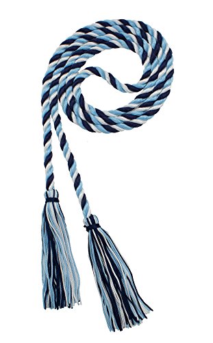 Image of Graduation Honor Cord - Navy /LT Blue /White - Every School Color Available - Made in USA