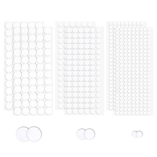 10 15 20mm Puntos Hook And Loop Autoadhesivos 1488 Unidades 744 Pares Puntos Adhesivos Redondos Cinta De Puntos Autoadhesiva Doble Cara Redondo Para Papel,Plástico,Vidrio,Metal,Madera Blanco