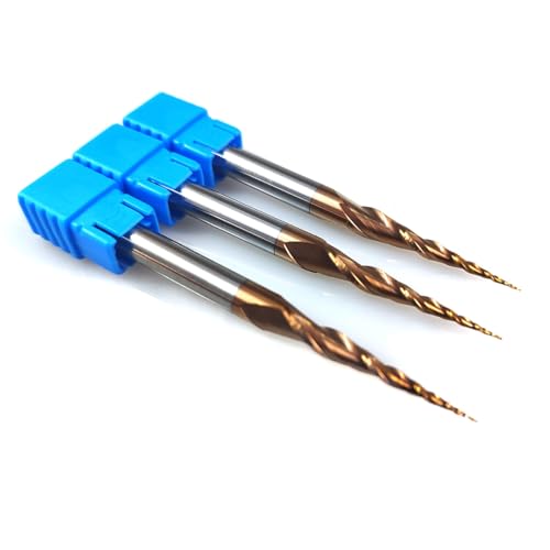 HRC55 2Flutes Tungsten Solid Carbide Tapered Ball Nose Carving End Mill 1/4 inch Shank 2D 3D Woodworking Tool CNC Router Bits CNC end Mill (3pcs, Radius=0.25mm)