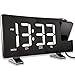 Projektionswecker, FM Radiowecker Funkuhr, Digitaler Wecker mit USB-Ladegerät, Dual-Alarm, 4 Helligkeit Dimmbar, 7,1 "Gebogener LED-Bildschirm, Snooze,Schlafzimmer(mit Adapter)