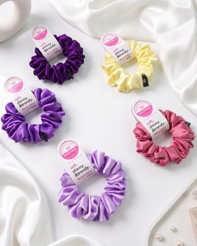 Image of Luxury Satin Scrunchies Set for Women, Girls | Anti-Hair-Breakage Hair Ties for Ponytails & Buns | Medium Size | Pack of 5