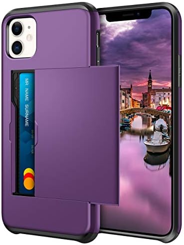 Coolden for iPhone 11 Case Armor Shockproof Case for iPhone 11 Wallet Case Cover Protective Case Heavy Duty Hard Back Soft Bumper Phone Case Card Holder Slot Wallet Case Cover for iPhone 11 (Black)