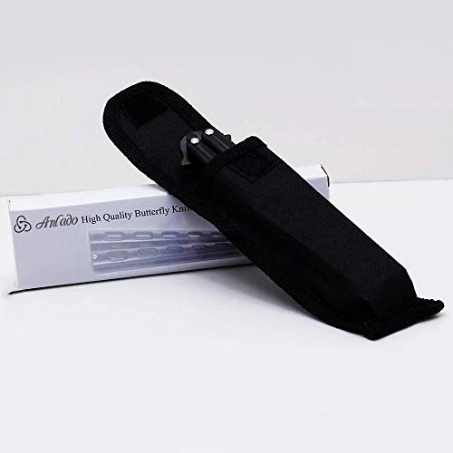 Anlado Balisong Butterfly Knife Trainer Practice With O-Ring Latch - Enhanced Version - Black Metal Steel - No Offensive Blade - For Beginner, Children, Butterfly Knives Lover And More #TOP2