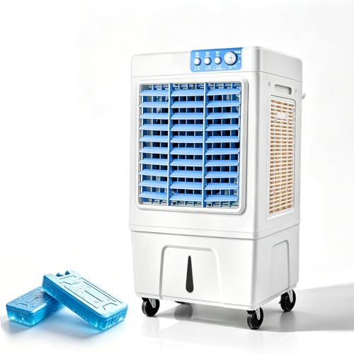ZAPJQL 業務用 大型冷風扇 冷風機 90W気化式送風機 風量3000m³/h 強力冷房 自動首振り 3段階風力調節30L大容量タンク 1台多役 送風 加湿 冷却 熱中症対策 工場 倉庫 イベントスポットクーラー 業務用 家庭用 PSE認証済 適用部屋15~30㎡ GTC認証推奨【適格請求書発行可】 (SF-35 90W)