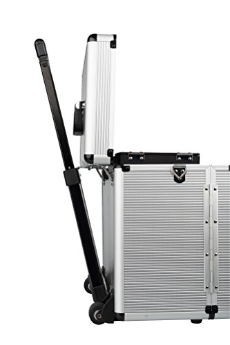 Valise coiffure aluminium avec trolley mallette maquillage rangement esthétique mobile - 2