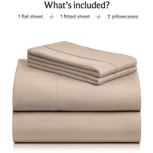 LuxClub 4 PC King Sheet Set, Breathable Luxury Bed Sheets, Deep Pockets Wrinkle Free Cooling Bed Sheets Machine Washable Hotel Bedding Silky Soft - Light Khaki King - Image 3