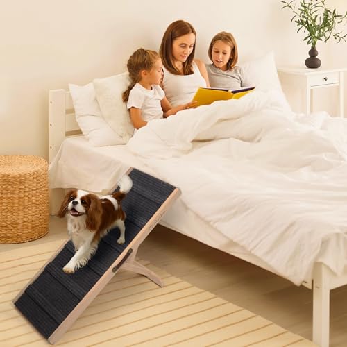 Dog Ramp for Bed Couch Folding Pet Ramps for Small Medium Dogs to Get on Bed, Up to 70 lbs, Adjustable Height 24”, 43.3" Long - Image 6
