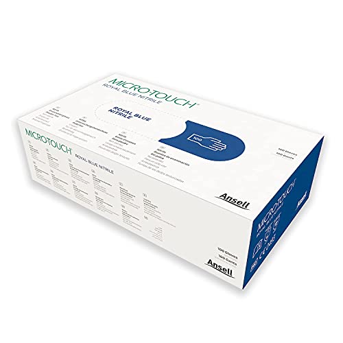Image of Ansell MICRO-TOUCH Royal Blue Nitrile, Disposable, Multipurpose Glove With Exceptional Grip, Viral Penetration Tested, 100 pcs / Box (Large, Pack of 2)