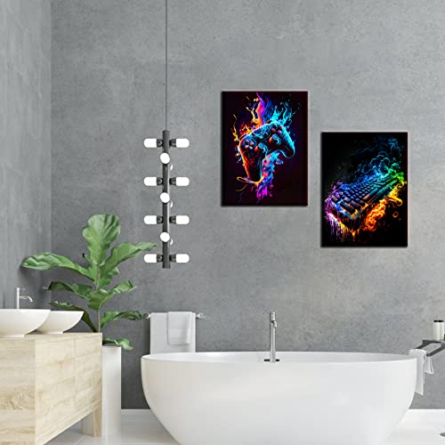 Game Controller Wall Art Gaming Poster Video Game Wall Art Gaming Painting Video Game Picture Video Game Canvas Art Boy Room Decor Cool Artwork For Game Room Boy Dorm 12X16 Inch Set Of 2 Frameless #TOP4