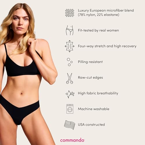 Image of commando - Classic Solid Thong (3-pack) | Seamless No Show Thong | Comfortable, Lay-Flat Edges | Machine Washable