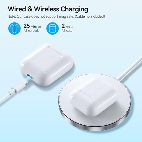 Image of Wireless Charging Case Compatible with AirPod 2nd & 1st Generation, Air Pod 2 1 Charger Case Replacement with Bluetooth Pairing Sync Button,Earbuds Not Included, White