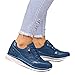 Minetom Damen Laufschuhe PU Turnschuhe Sportschuhe mit Keilabsatz Reißverschluss Running Straßenlaufschuhe Walkingschuhe Outdoor Fitness Jogging Schuhe A Blau 42 EU