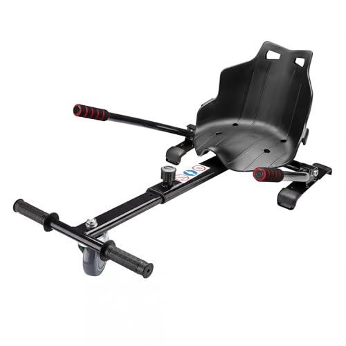 Wiltec Siège de Balance Scooter – Noir – capacité de 120 kg max. – avec Roulette et Poignées – ajustable pour Adultes et Enfants – Siège de Kart Elektroscooter compatible avec Hoverboard