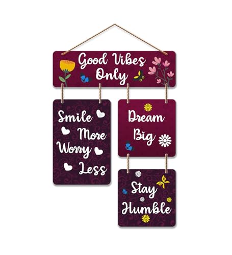 Artvibes Good Vibes Only Designer Wall Hanging Wooden Art | Quotes Decor Item | Wall Illustrations | Office Wall Decoration Items | Wall Art Print | Inspirational quotes | Gift Items (WH_6502N)