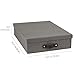 Bigso Oskar Canvas Fiberboard Document Letter Box - File Organizer Box for Important Paperwork - Document Storage with a Lid & Leather Handle - 3.3 in x 10.2 in x 13.8 in - Gray