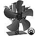 Sonyabecca 5 Blade Stove Fan Wood Stove Fans Fireplace Fan Heat Powered with Magnetic Thermometer Aluminium Eco-Friendly for Wood Log Burner Fireplace