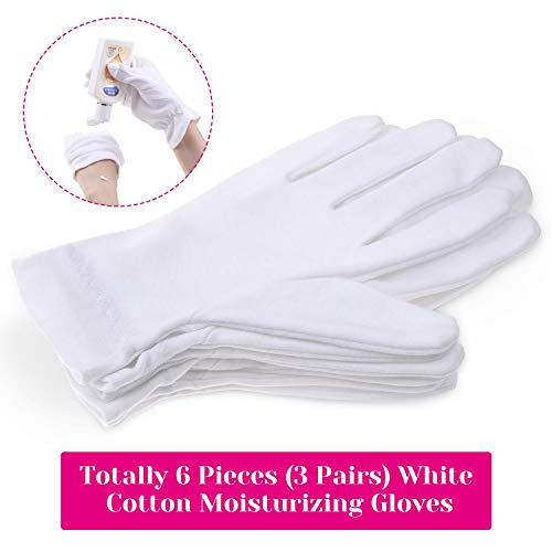 Moisturizing Gloves For Dry Hands Overnight, Selizo 3 Pairs 100 Percent White Cotton Gloves For Women Eczema, Hand Moisturizer Sleeping Spa Gloves For Eczema Dry Hands #TOP1