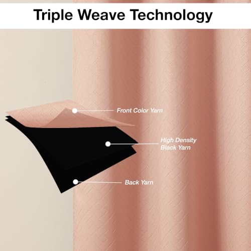 Image of HOMEMONDE 100% True Blackout Curtains 9 Feet Long Door - Single Piece Curtain| Embossed Design | Light Block Thermal Insulated & Noise Reducing & Fade Resistant Curtains (Pink, 108Inch)