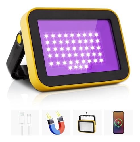 Image of Rechargeable LED Black Light, Battery Powered Portable Blacklight, 400nm LED Flood Light Black Lights, Neon Glow Party, Blacklight Catfishing, Halloween, Glow in The Dark Decoration 1 Pack