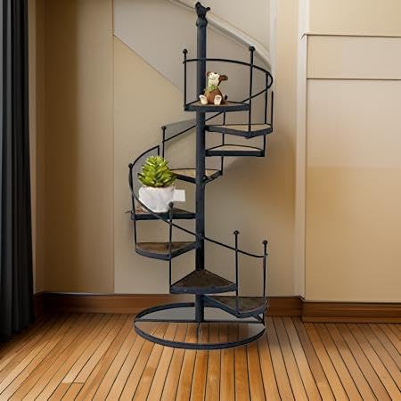 CraftOnline Spiral Metal Staircase for Living Room, Dining Room, Bedroom, Kitchen, Entryway, Garden (Black)