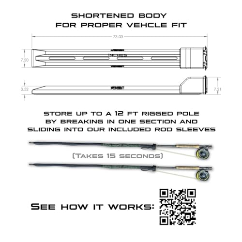 Midnight Forest Fly Rod Locker: Lockable, Black, 72" x 9" x 7"; 2 Rod Holder, Keyed Locking, Fishing Trips, Vehicle Mounted